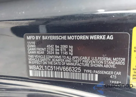 2017 BMW M240I z USA, uszkodzony, nr VIN WBA2L1C51HV666325